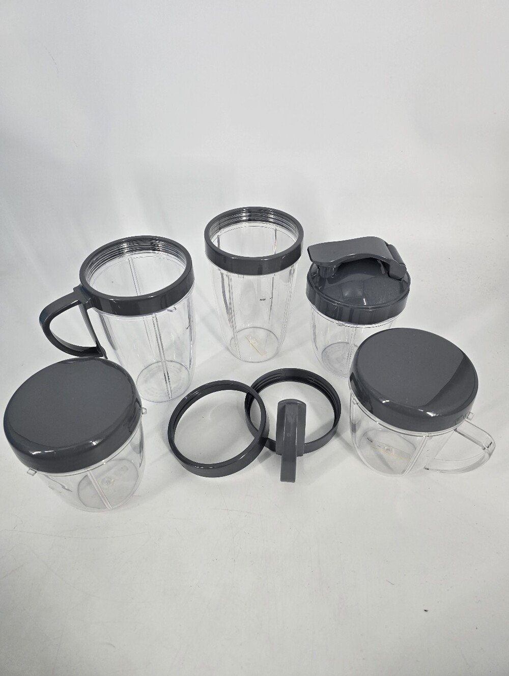Nutribullet Replacement Extra Cups Lids Mugs Shaker Rings Set Gray